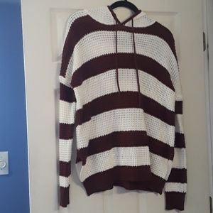 Rue 21 Burgundy White Hoodie Swim Cover Small